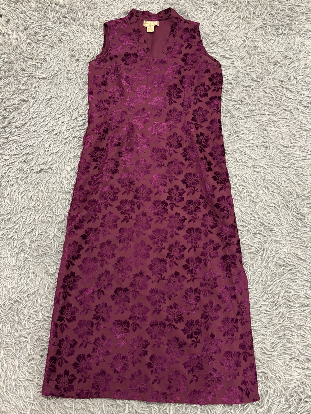 Vintage April Cornell Women’s Purple Burnout Velvet Sleeveless Maxi Dress Medium